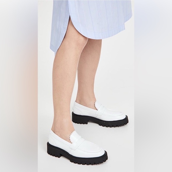 LÄST Matter Chunky White Leather Lug Sole Loafers - Picture 1 of 16